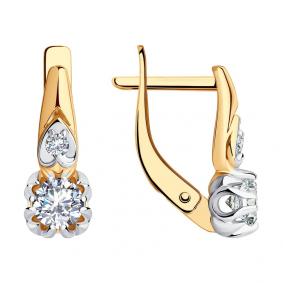 Золотые серьги SOKOLOV 028128 с фианитом 028128 фото