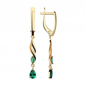 Золотые серьги SOKOLOV 028133 с фианитом 028133 фото