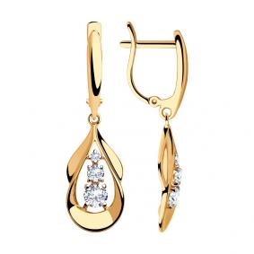 Золотые серьги SOKOLOV 028138 с фианитом 028138 фото