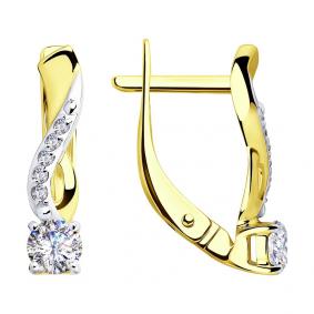 Серьги из лимонного золота SOKOLOV 028147-2 с фианитом 028147-2 фото