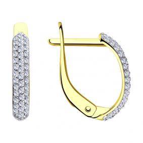 Серьги из лимонного золота SOKOLOV 028159-2 с фианитом 028159-2 фото