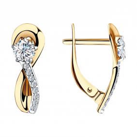 Золотые серьги SOKOLOV 028192 с фианитом 028192 фото