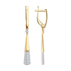 Золотые серьги SOKOLOV 028235 с фианитом 028235 фото