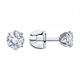 Серьги из белого золота SOKOLOV 028237-3 с фианитом 028237-3 фото