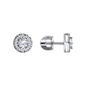 Серьги из белого золота SOKOLOV 028255-3 с фианитом 028255-3 фото