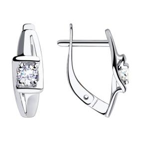 Серьги из белого золота SOKOLOV 028263-3 с фианитом 028263-3 фото
