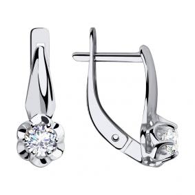 Серьги из белого золота SOKOLOV 028279-3 с фианитом 028279-3 фото
