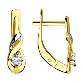 Серьги из лимонного золота SOKOLOV 028282-2 с фианитом 028282-2 фото