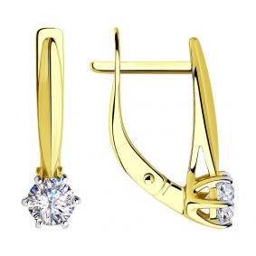 Серьги из лимонного золота SOKOLOV 028317-2 с фианитом 028317-2 фото