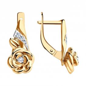 Золотые серьги SOKOLOV 028330 с фианитом 028330 фото