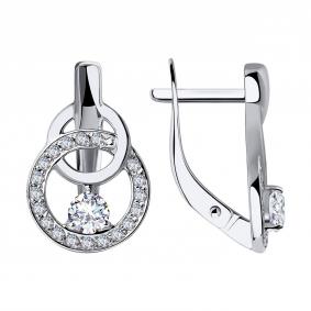 Серьги из белого золота SOKOLOV 028339-3 с фианитом 028339-3 фото