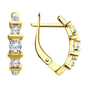 Серьги из лимонного золота SOKOLOV 028403-2 с фианитом 028403-2 фото