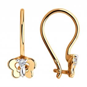 Золотые серьги SOKOLOV 028416 с фианитом 028416 фото