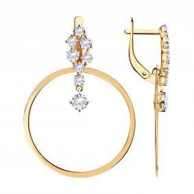 Золотые серьги SOKOLOV 028434 с фианитом 028434 фото