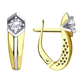 Серьги из лимонного золота SOKOLOV 028481-2 с фианитом 028481-2 фото