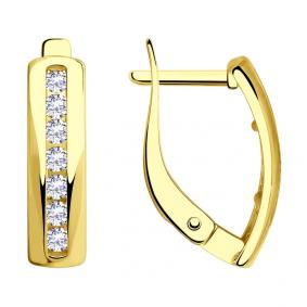 Серьги из лимонного золота SOKOLOV 028504-2 с фианитом 028504-2 фото