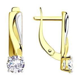 Серьги из лимонного золота SOKOLOV 028510-2 с фианитом 028510-2 фото