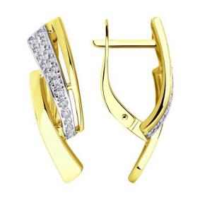 Серьги из лимонного золота SOKOLOV 028514-2 с фианитом 028514-2 фото