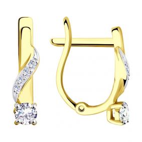 Серьги из лимонного золота SOKOLOV 028519-2 с фианитом 028519-2 фото