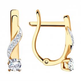 Золотые серьги SOKOLOV 028519 с фианитом 028519 фото
