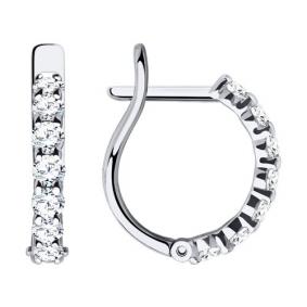 Серьги из белого золота SOKOLOV 028523-3 с фианитом 028523-3 фото