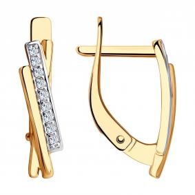 Золотые серьги SOKOLOV 028524 с фианитом 028524 фото