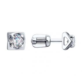 Серьги из белого золота SOKOLOV 028530-3 с фианитом 028530-3 фото