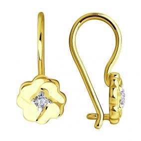 Серьги из лимонного золота SOKOLOV 028532-2 с фианитом 028532-2 фото