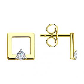 Серьги из лимонного золота SOKOLOV 028544-2 с фианитом 028544-2 фото