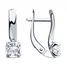 Серьги из белого золота SOKOLOV 028564-3 с фианитом 028564-3 фото