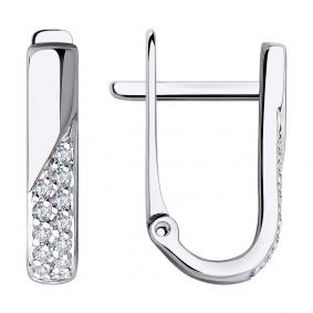 Серьги из белого золота SOKOLOV 028573-3 с фианитом 028573-3 фото