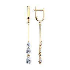 Золотые серьги SOKOLOV 028579 с фианитом 028579 фото