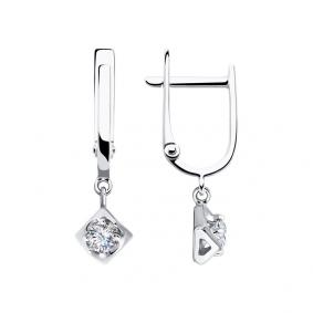 Серьги из белого золота SOKOLOV 028581-3 с фианитом 028581-3 фото
