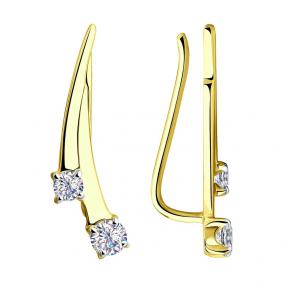 Серьги из лимонного золота SOKOLOV 028589-2 с фианитом 028589-2 фото
