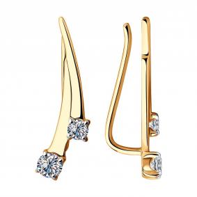 Золотые серьги SOKOLOV 028589 с фианитом 028589 фото