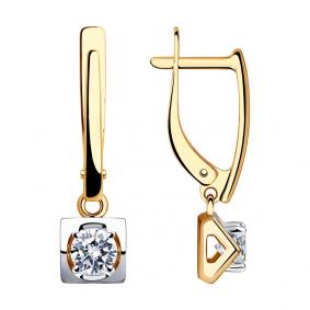 Золотые серьги SOKOLOV 028591 с фианитом 028591 фото