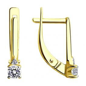 Серьги из лимонного золота SOKOLOV 028595-2 с фианитом 028595-2 фото