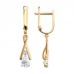 Золотые серьги SOKOLOV 028601 с фианитом 028601 фото