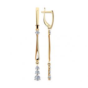 Золотые серьги SOKOLOV 028609 с фианитом 028609 фото
