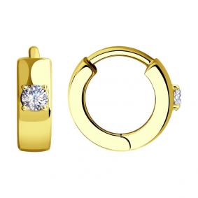 Серьги из лимонного золота SOKOLOV 028647-2 с фианитом 028647-2 фото