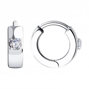 Серьги из белого золота SOKOLOV 028647-3 с фианитом 028647-3 фото