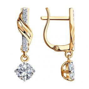 Золотые серьги SOKOLOV 028679 с фианитом 028679 фото