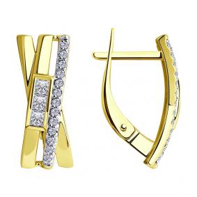 Серьги из лимонного золота SOKOLOV 028684-2 с фианитом 028684-2 фото