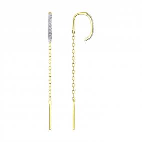 Серьги из лимонного золота SOKOLOV 028688-2 с фианитом 028688-2 фото