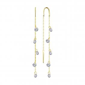 Серьги из лимонного золота SOKOLOV 028715-2 с фианитом 028715-2 фото