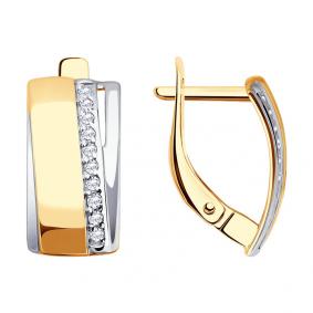 Золотые серьги SOKOLOV 028740 с фианитом 028740 фото