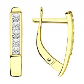 Серьги из лимонного золота SOKOLOV 028756-2 с фианитом 028756-2 фото