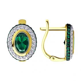 Серьги из лимонного золота SOKOLOV 028764-2 с фианитом 028764-2 фото