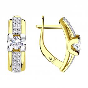 Серьги из лимонного золота SOKOLOV 028837-2 с фианитом 028837-2 фото