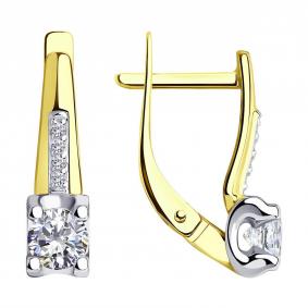 Серьги из лимонного золота SOKOLOV 028871-2 с фианитом 028871-2 фото